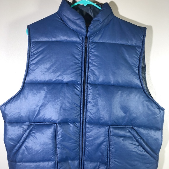 Weathercaster Vintage Blue Puffer Vest 1980s Men - Picture 1 of 7